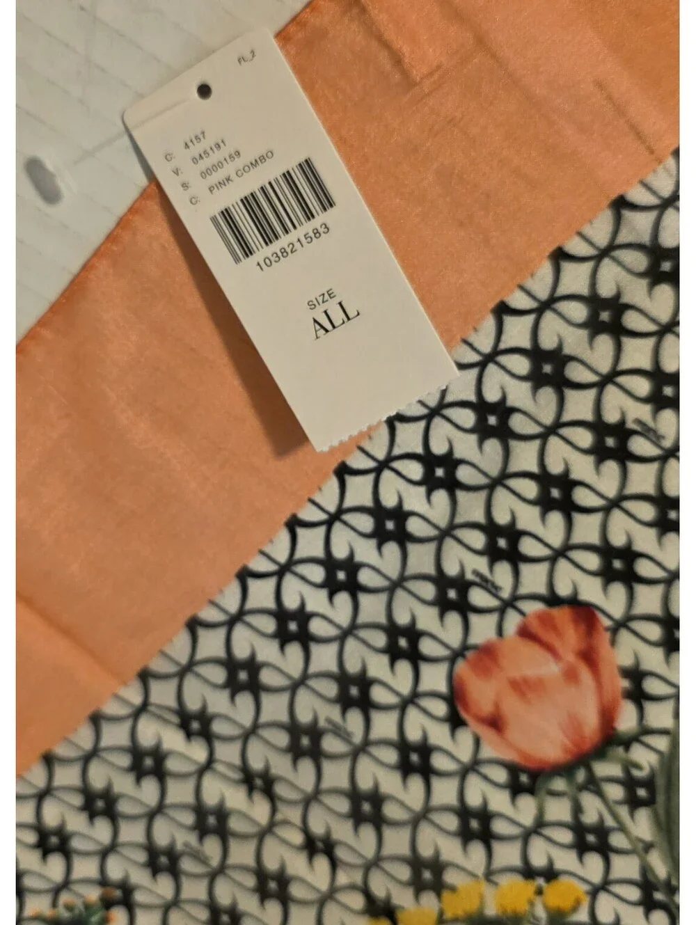 NWT Anthropologie Maeve Flora Silk Square Scarf Orange Geometric Botanical 36